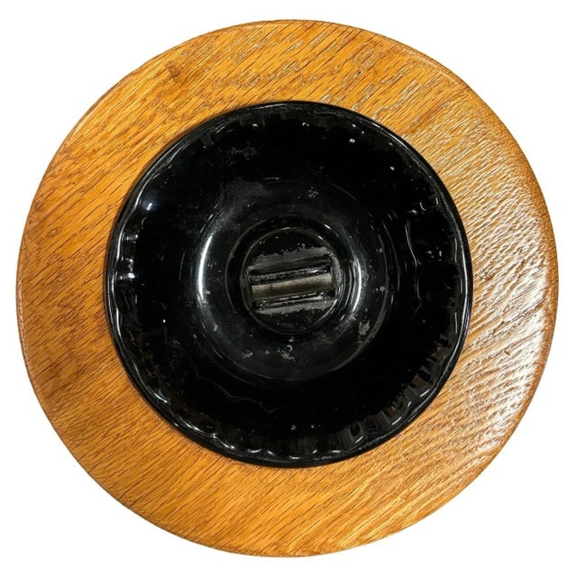 1940s Restored Rattan and Mahogany Standing Ashtray - 2