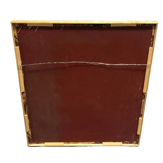 1940s Restored 1949 Rattan Framed Square Crane Bark Cloth Fabric Sample by Spectrum - 6