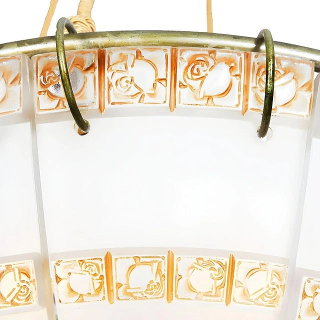 Art Deco "Bande De Roses" Frosted Art Glass Chandelier by Rene Lalique, Unsigned - 5