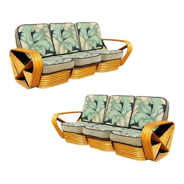 Restored Vintage Paul Frankl Style Six-Strand Square Pretzel 3-Seater Sofa - a Pair (1 of 8)