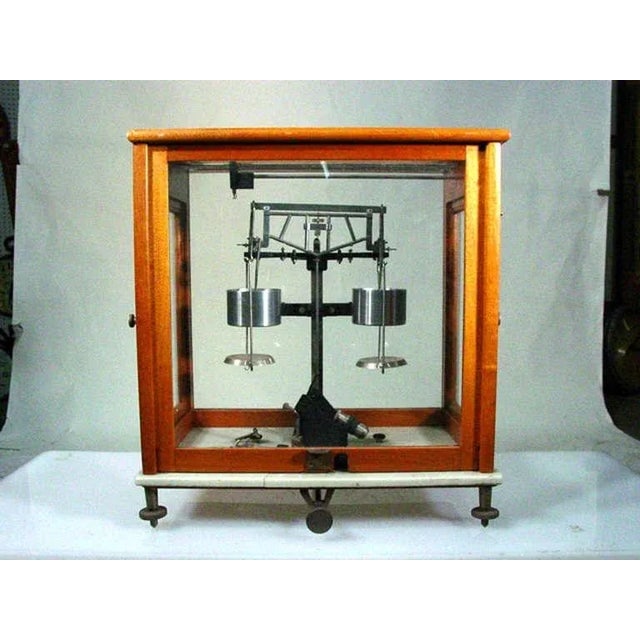 1960 Double-Deck Precision Analytical Balance by Galileo Sartorius in Glass Case - 2