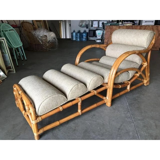Restored Two-Strand "1940s Transition" Rattan Chaise Lounge - 2