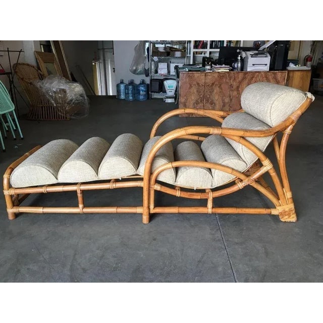 Restored Two-Strand "1940s Transition" Rattan Chaise Lounge - 3