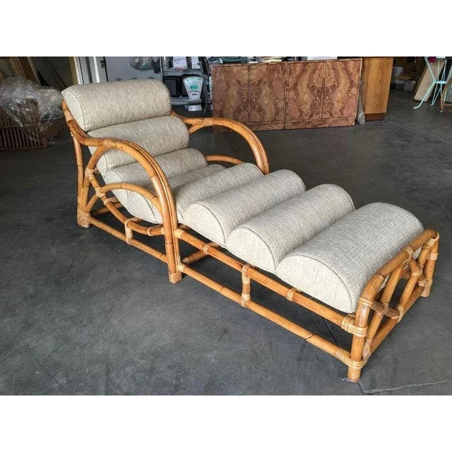 Restored Two-Strand "1940s Transition" Rattan Chaise Lounge - 4