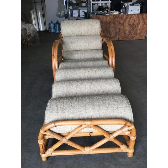 Restored Two-Strand "1940s Transition" Rattan Chaise Lounge - 5