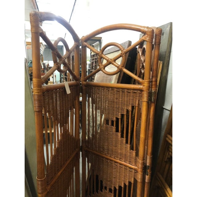 1940s Folding Screen, Rattan and Woven Wicker 3 Panel - 5