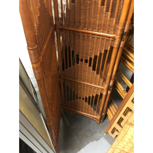 1940s Folding Screen, Rattan and Woven Wicker 3 Panel - 6