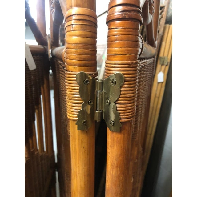 1940s Folding Screen, Rattan and Woven Wicker 3 Panel - 7