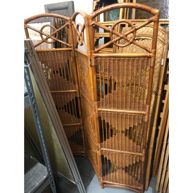 1940s Folding Screen, Rattan and Woven Wicker 3 Panel - 8