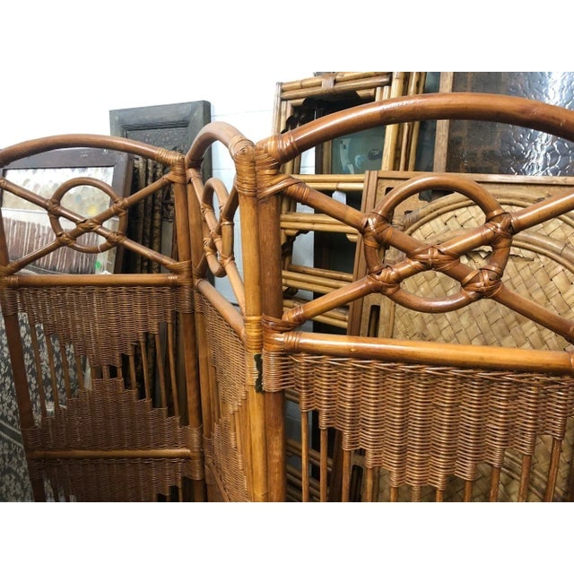 1940s Folding Screen, Rattan and Woven Wicker 3 Panel - 9