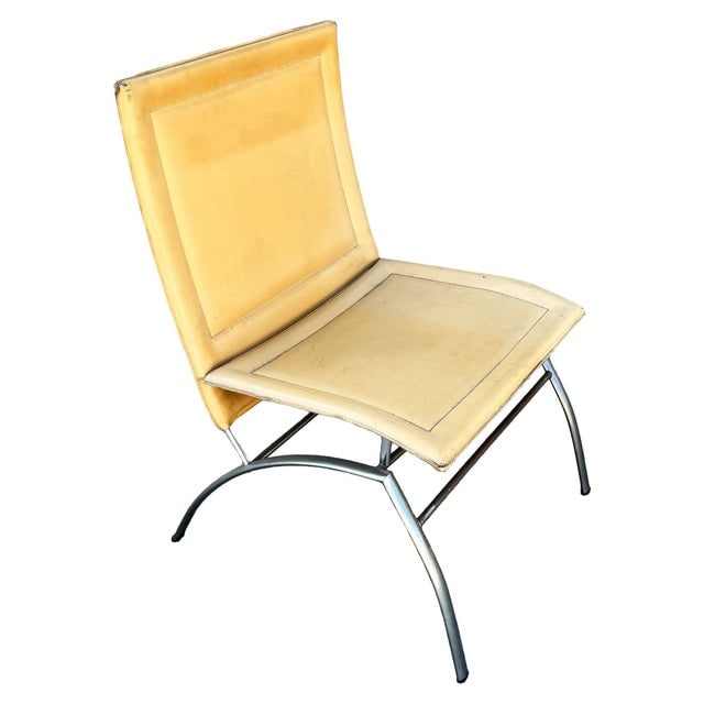 1990s Postmodern Italian Leather ‚ÄúWaist‚Äù Side Chrome Tublar - 2