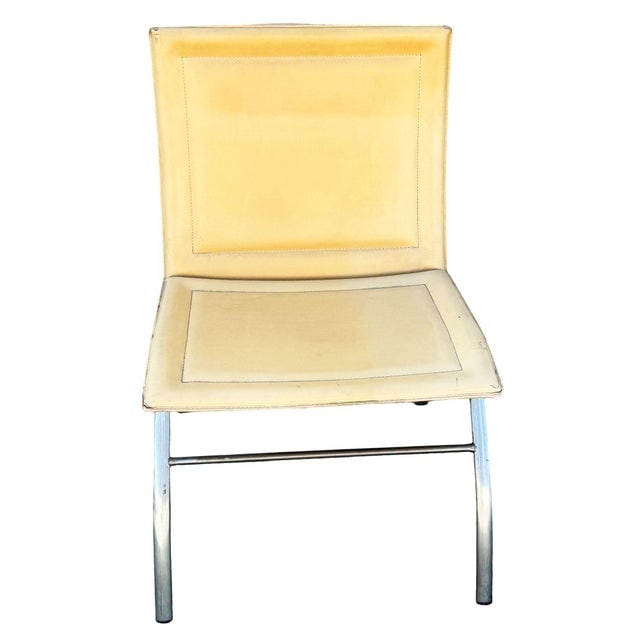 1990s Postmodern Italian Leather ‚ÄúWaist‚Äù Side Chrome Tublar - 3
