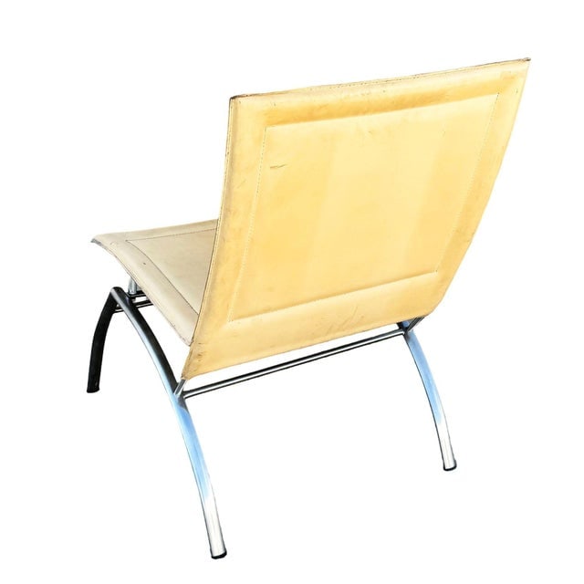1990s Postmodern Italian Leather ‚ÄúWaist‚Äù Side Chrome Tublar - 7