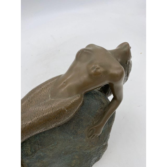 1980s Bronze Mermaid Siren Statue on Beach Rock by James Siebert - 12