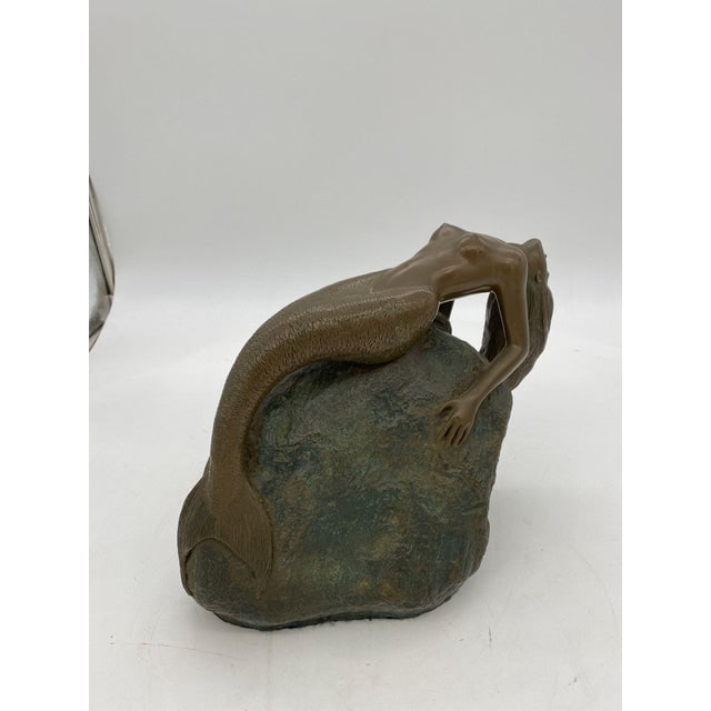1980s Bronze Mermaid Siren Statue on Beach Rock by James Siebert - 2