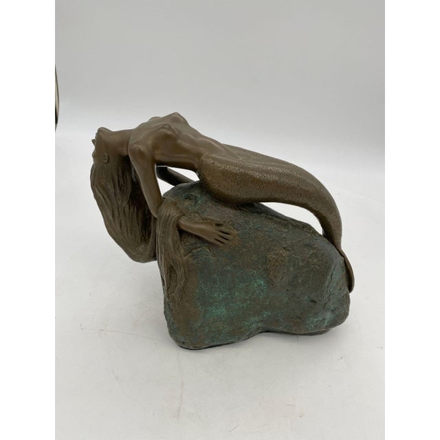 1980s Bronze Mermaid Siren Statue on Beach Rock by James Siebert - 3