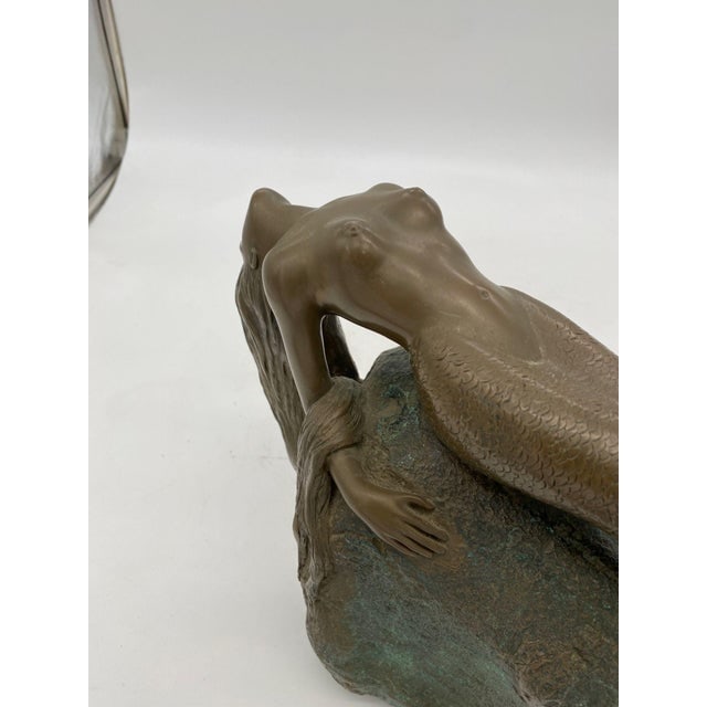 1980s Bronze Mermaid Siren Statue on Beach Rock by James Siebert - 7