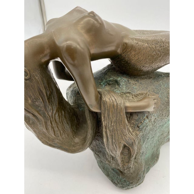 1980s Bronze Mermaid Siren Statue on Beach Rock by James Siebert - 9