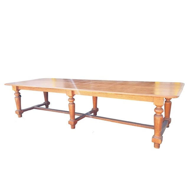 Mid 19th Century Hand-Carved Oak South Shore Massachusetts Long Farmhouse Dining Table - 11 Ft Long - 2