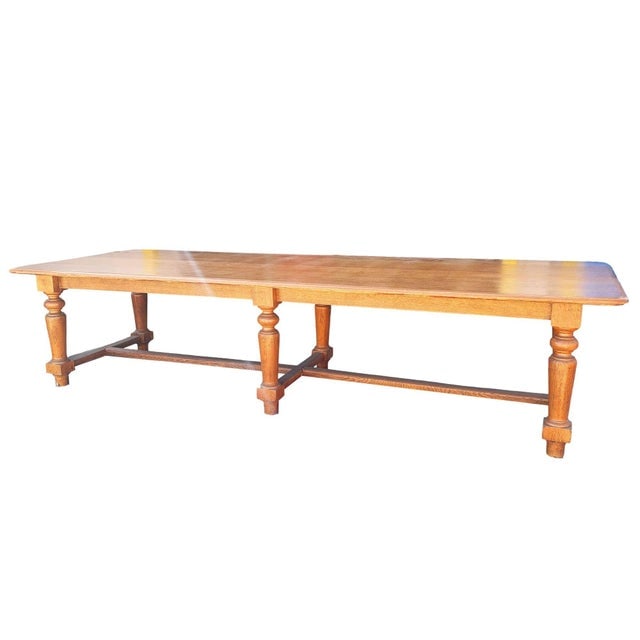 Mid 19th Century Hand-Carved Oak South Shore Massachusetts Long Farmhouse Dining Table - 11 Ft Long - 3