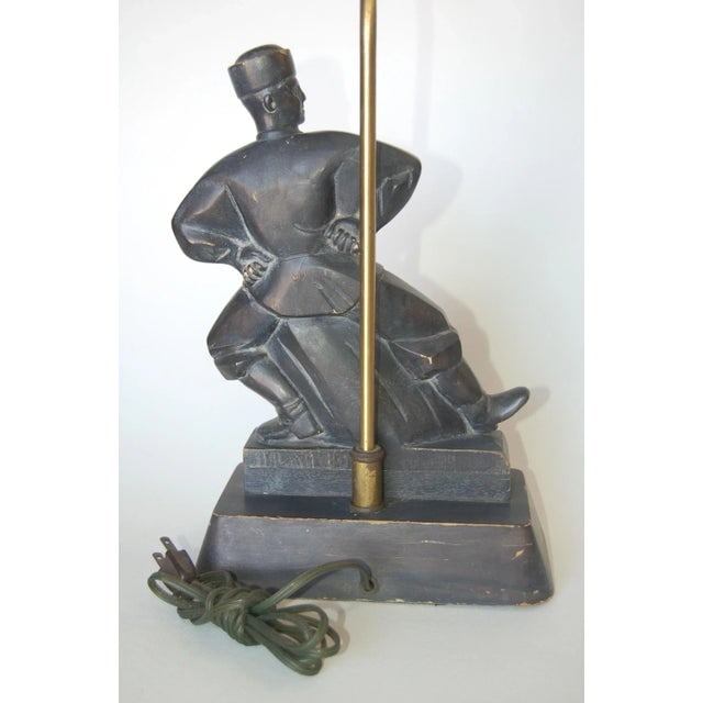 Hand Carved Wood Cossack Russian Dancer Table Lamp Signed Jascha Heifetz - 2