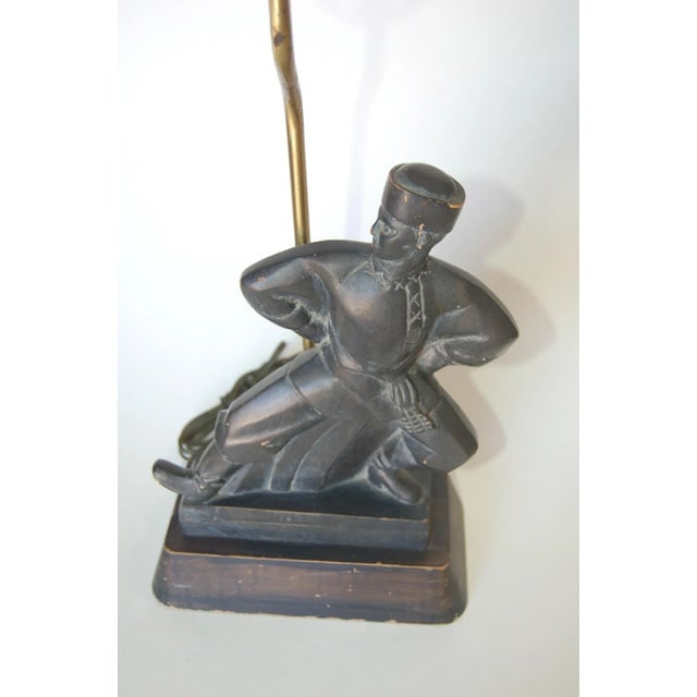 Hand Carved Wood Cossack Russian Dancer Table Lamp Signed Jascha Heifetz - 4