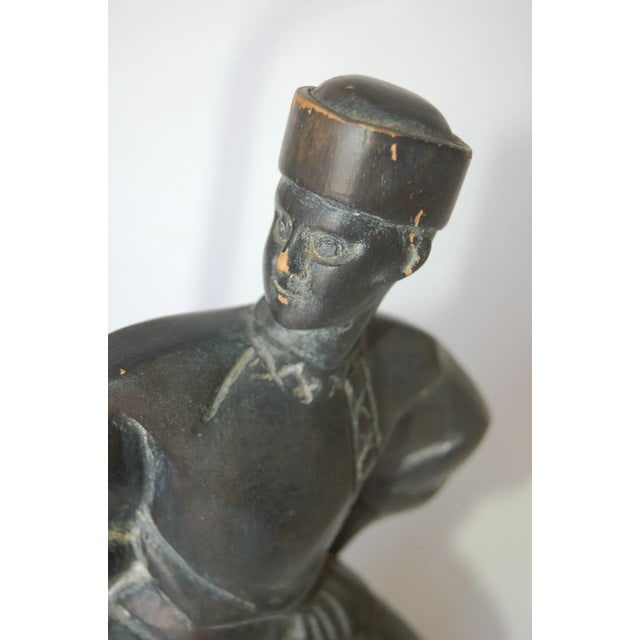 Hand Carved Wood Cossack Russian Dancer Table Lamp Signed Jascha Heifetz - 5