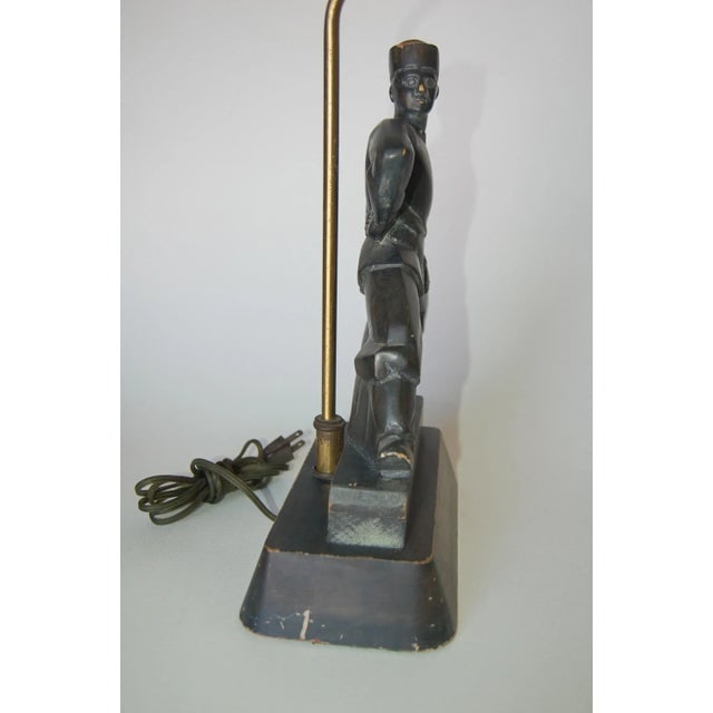 Hand Carved Wood Cossack Russian Dancer Table Lamp Signed Jascha Heifetz - 7