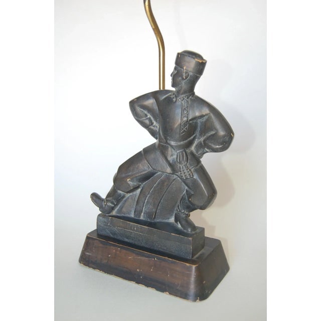 Hand Carved Wood Cossack Russian Dancer Table Lamp Signed Jascha Heifetz - 8