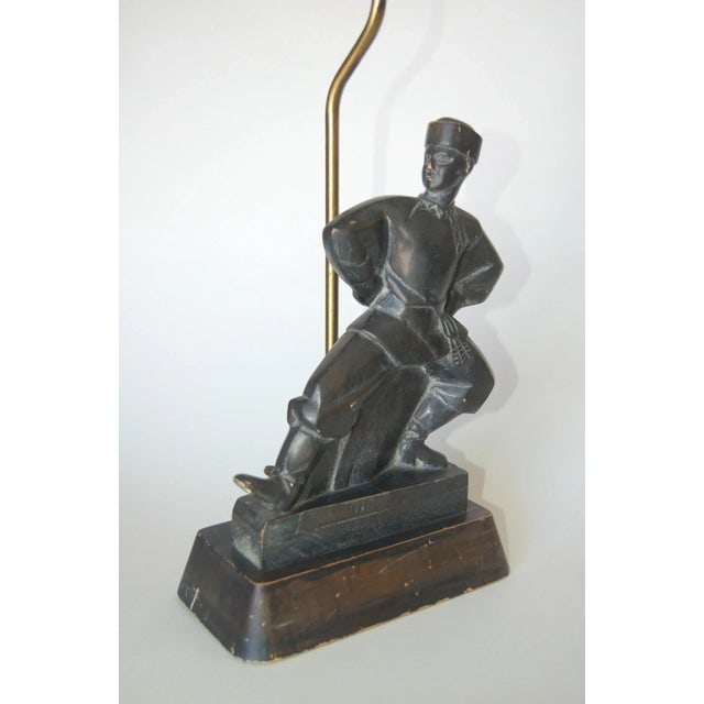 Hand Carved Wood Cossack Russian Dancer Table Lamp Signed Jascha Heifetz - 9