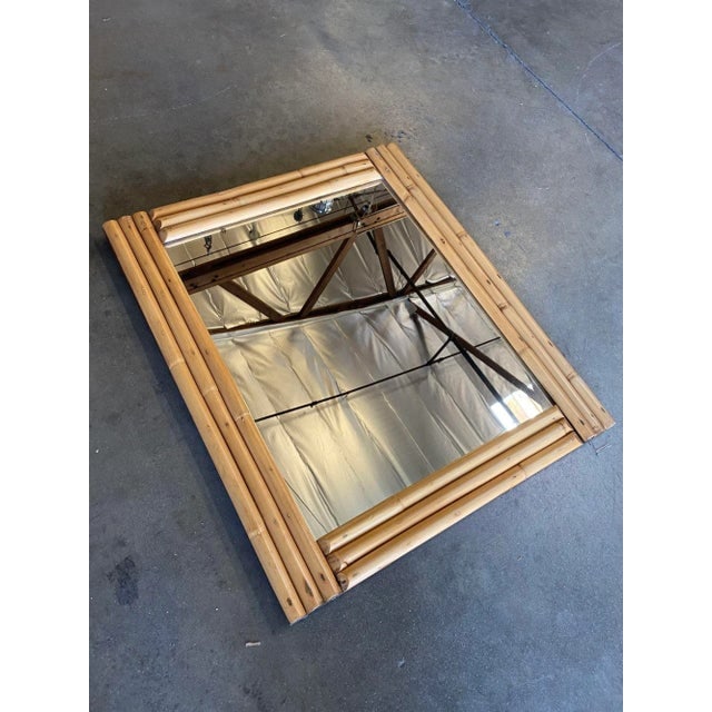 Restored Mid-Century Three-Strand Rectangle Rattan Mirror - 3