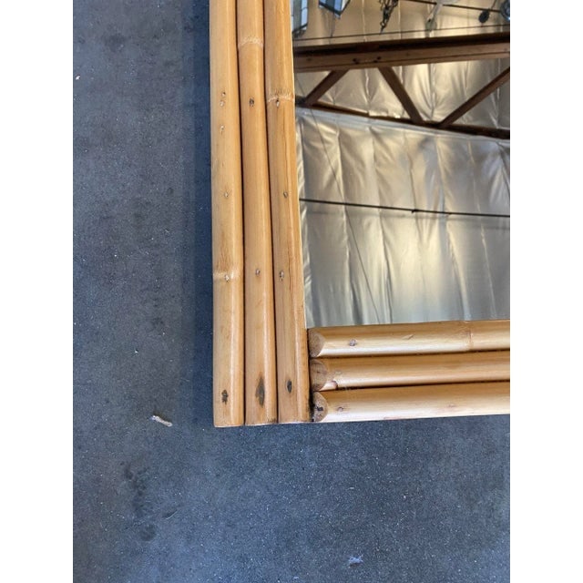 Restored Mid-Century Three-Strand Rectangle Rattan Mirror - 4