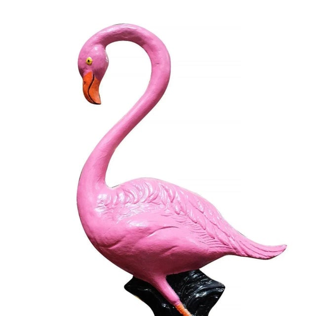 8 Foot Bespoke Flamingo on Roman Column Pedestal Mixed Media Sculpture, 2 Available - 5
