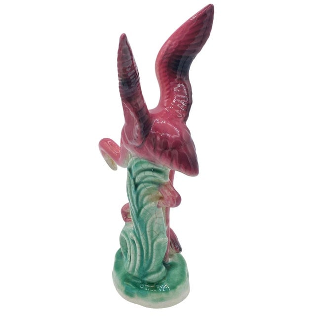 Mid-Century Ceramic Flamingo Figurine & Vase Set by Maddux & Leftons- 3 Pieces - 12