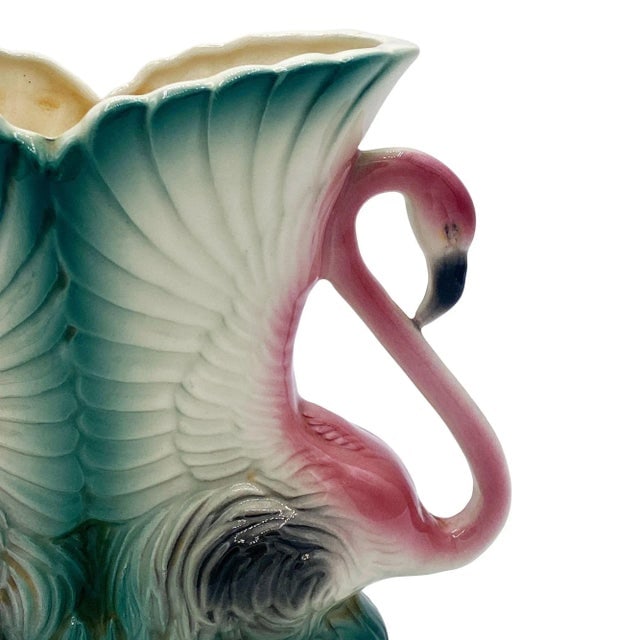 Mid-Century Ceramic Flamingo Figurine & Vase Set by Maddux & Leftons- 3 Pieces - 17