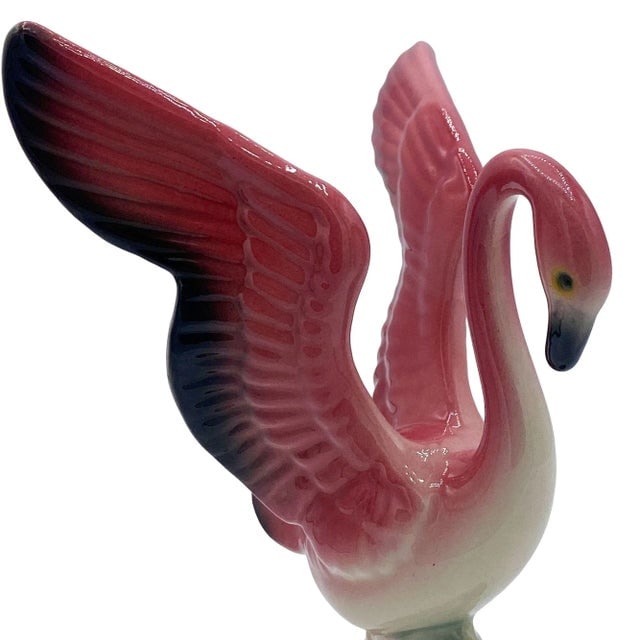 Mid-Century Ceramic Flamingo Figurine & Vase Set by Maddux & Leftons- 3 Pieces - 5