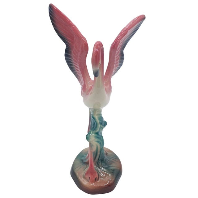 Mid-Century Ceramic Flamingo Figurine & Vase Set by Maddux & Leftons- 3 Pieces - 6