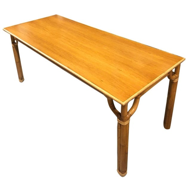1940s Restored Rattan Three-Strand Long Dining Table - 2