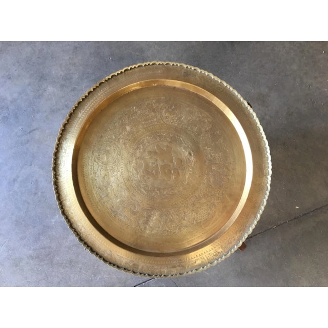Folding Coffee Table With Brass Charger Tray - 3