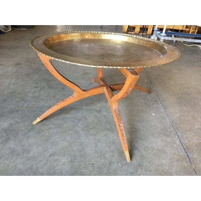 Folding Coffee Table With Brass Charger Tray - 6