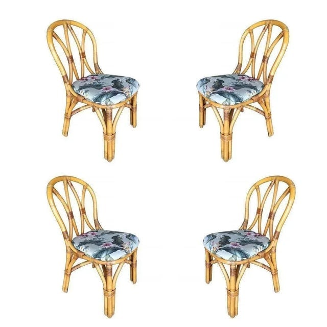 1950s Restored Rattan 3-Strand "Hour Glass" Dining Table & Chairs Dining Set of 5 - 2
