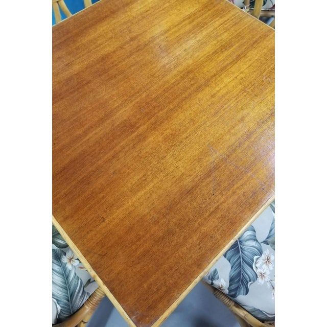 1950s Restored Rattan 3-Strand "Hour Glass" Dining Table & Chairs Dining Set of 5 - 7