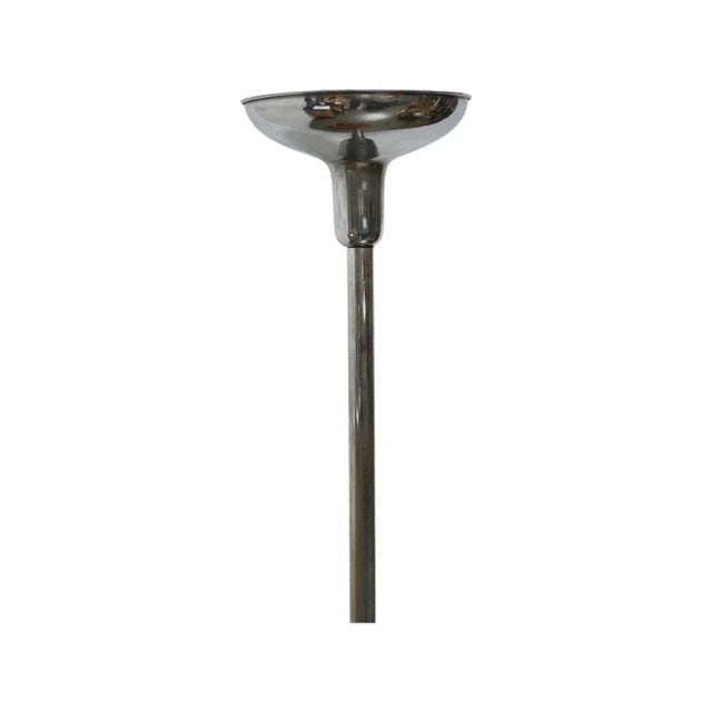 1930s Art Deco Chrome & Wood Torchiere Floor Lamp End Table - 3