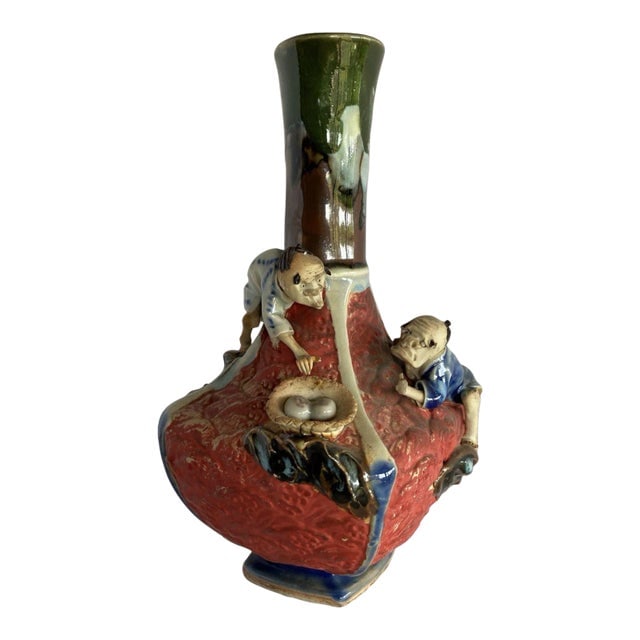 Late 19th Century Inoue Ryosai II Japanese Sumida Ware Vase With Two Men on Rocky Ledge (1 of 13)