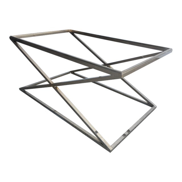 Granger Hertzog Attributed Chrome X Base Glass Top Coffee Table (1 of 6)