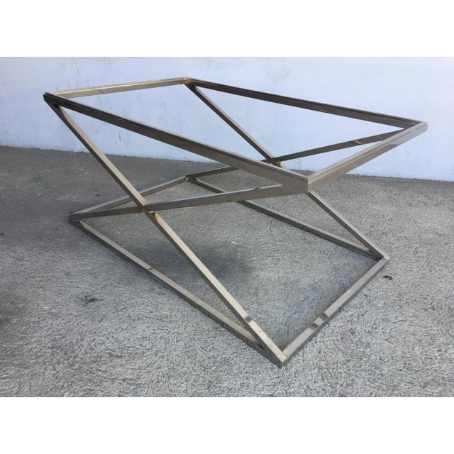 Granger Hertzog Attributed Chrome X Base Glass Top Coffee Table - 6
