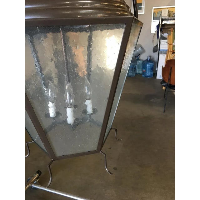 Large Octagon Bronze 4 Light Lantern Chandelier W/ Handle - 5