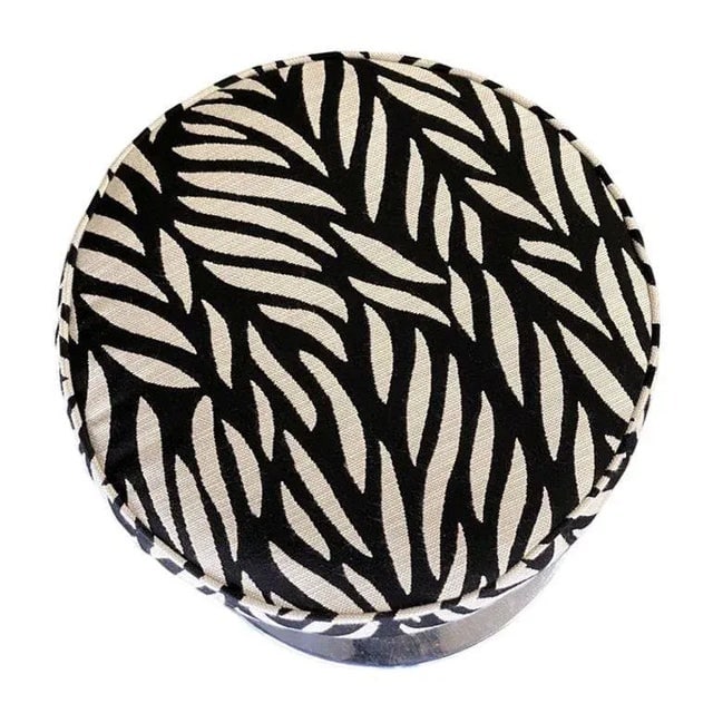 1960s "Tulip" Style Chrome Stool Attributed to Eero Saarinen With Nairobi Upholstery Seat - 4