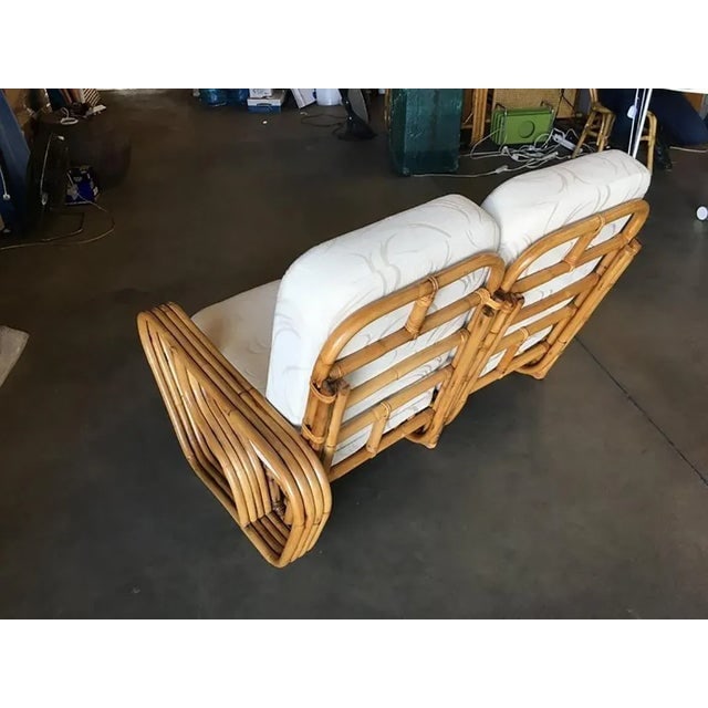 Restored 4-Strand Square Pretzel "S" Arm Rattan Sofa with Two-Tier Table - Set of 2 - 5