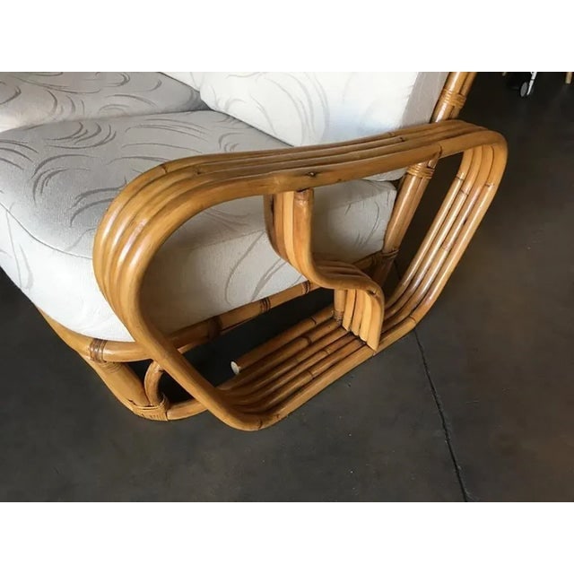 Restored 4-Strand Square Pretzel "S" Arm Rattan Sofa with Two-Tier Table - Set of 2 - 7